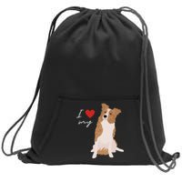 I Love My White & Red Merle Border Collie Dog Lover Sweatshirt Cinch Pack Bag