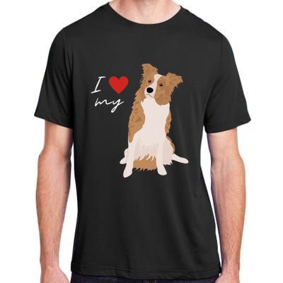 I Love My White & Red Merle Border Collie Dog Lover Adult ChromaSoft Performance T-Shirt