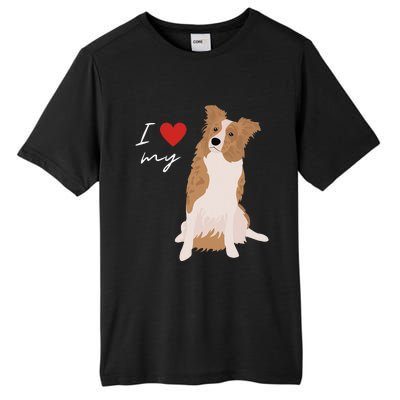 I Love My White & Red Merle Border Collie Dog Lover Tall Fusion ChromaSoft Performance T-Shirt