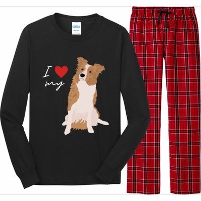 I Love My White & Red Merle Border Collie Dog Lover Long Sleeve Pajama Set