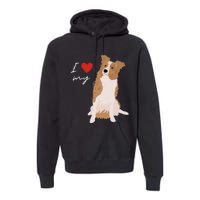 I Love My White & Red Merle Border Collie Dog Lover Premium Hoodie