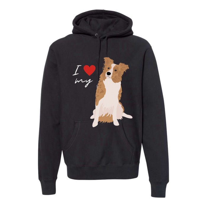 I Love My White & Red Merle Border Collie Dog Lover Premium Hoodie