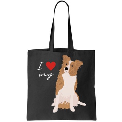 I Love My White & Red Merle Border Collie Dog Lover Tote Bag