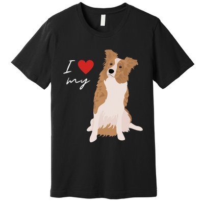 I Love My White & Red Merle Border Collie Dog Lover Premium T-Shirt