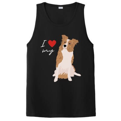 I Love My White & Red Merle Border Collie Dog Lover PosiCharge Competitor Tank