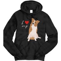 I Love My White & Red Merle Border Collie Dog Lover Tie Dye Hoodie