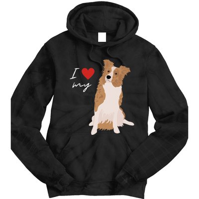 I Love My White & Red Merle Border Collie Dog Lover Tie Dye Hoodie