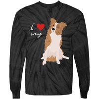 I Love My White & Red Merle Border Collie Dog Lover Tie-Dye Long Sleeve Shirt