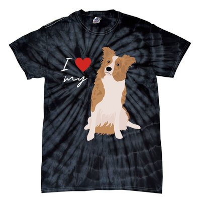 I Love My White & Red Merle Border Collie Dog Lover Tie-Dye T-Shirt