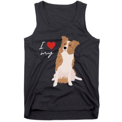 I Love My White & Red Merle Border Collie Dog Lover Tank Top