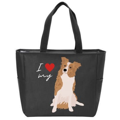 I Love My White & Red Merle Border Collie Dog Lover Zip Tote Bag