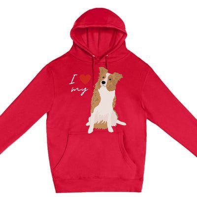 I Love My White & Red Merle Border Collie Dog Lover Premium Pullover Hoodie