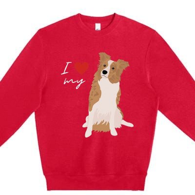 I Love My White & Red Merle Border Collie Dog Lover Premium Crewneck Sweatshirt