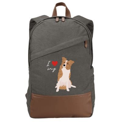 I Love My White & Red Merle Border Collie Dog Lover Cotton Canvas Backpack