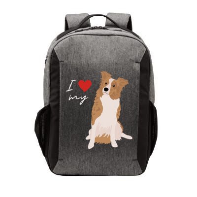 I Love My White & Red Merle Border Collie Dog Lover Vector Backpack