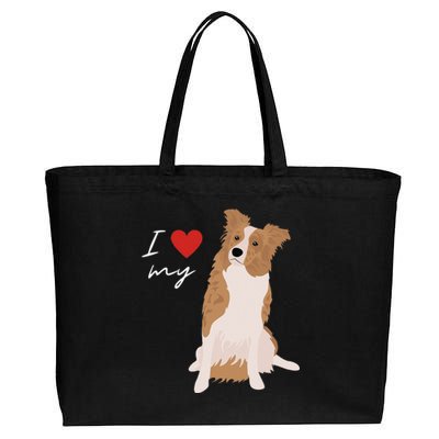 I Love My White & Red Merle Border Collie Dog Lover Cotton Canvas Jumbo Tote