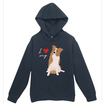 I Love My White & Red Merle Border Collie Dog Lover Urban Pullover Hoodie