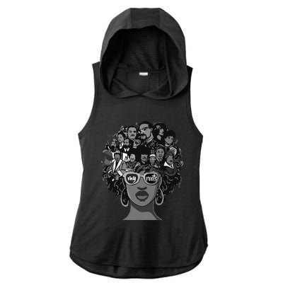 I Love My Roots Back Powerful Black History Month Pride DNA Ladies PosiCharge Tri-Blend Wicking Draft Hoodie Tank