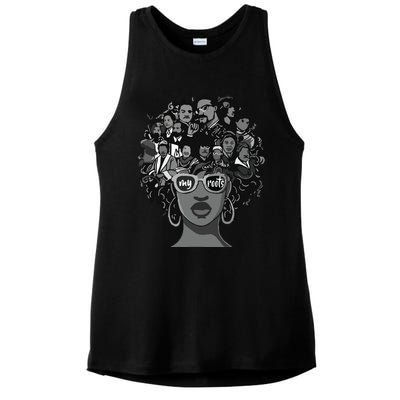 I Love My Roots Back Powerful Black History Month Pride DNA Ladies PosiCharge Tri-Blend Wicking Tank