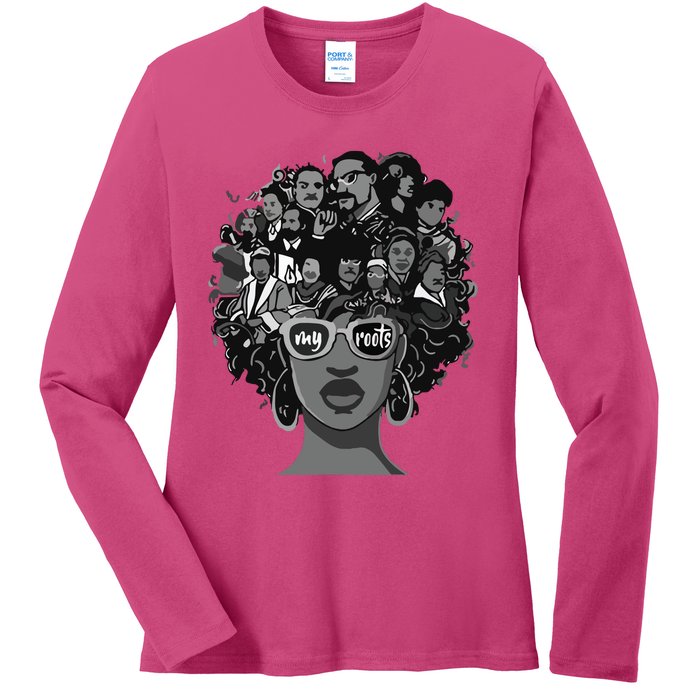 I Love My Roots Back Powerful Black History Month Pride DNA Ladies Long Sleeve Shirt