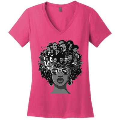 I Love My Roots Back Powerful Black History Month Pride DNA Women's V-Neck T-Shirt