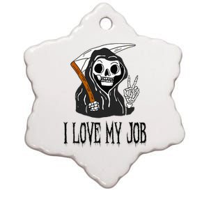 I Love My Job Cute Grim Reaper Funny Halloween Horror Lover Ceramic Star Ornament