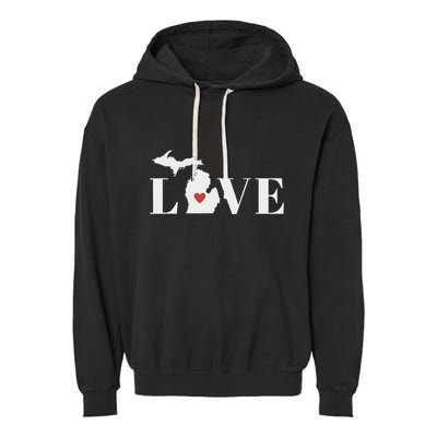 I Love Michigan Garment-Dyed Fleece Hoodie