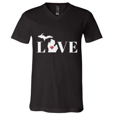 I Love Michigan V-Neck T-Shirt