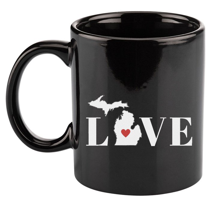 I Love Michigan 11oz C Handle Ceramic Mug