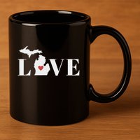 I Love Michigan 11oz C Handle Ceramic Mug