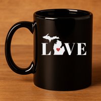 I Love Michigan 11oz C Handle Ceramic Mug
