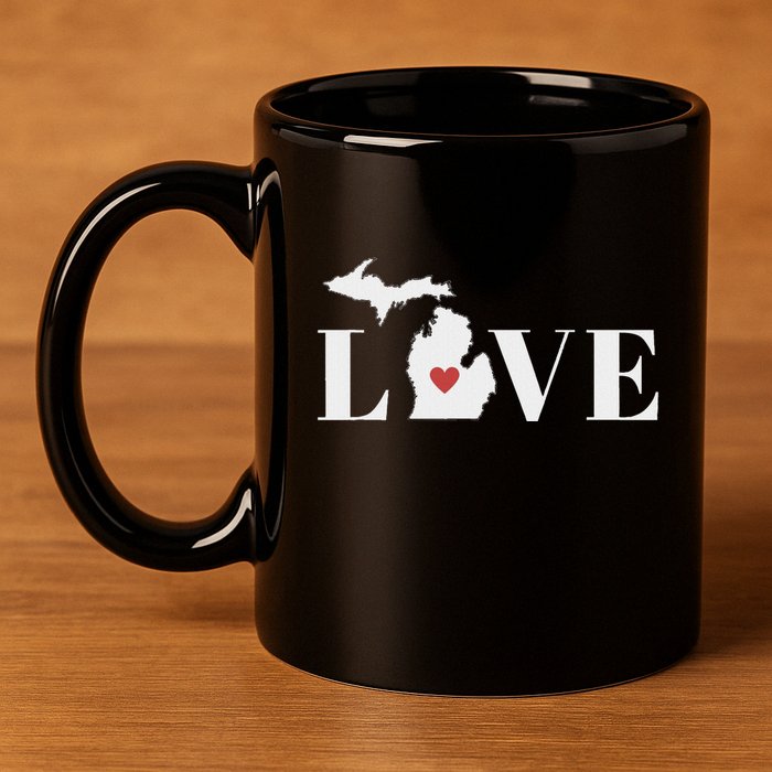 I Love Michigan 11oz C Handle Ceramic Mug