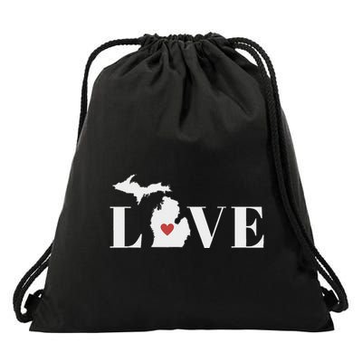 I Love Michigan Drawstring Bag