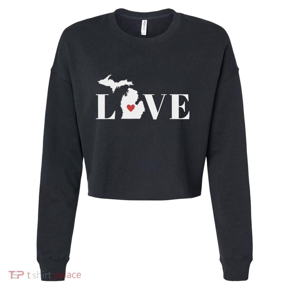 I Love Michigan Cropped Pullover Crew