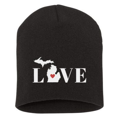I Love Michigan Short Acrylic Beanie