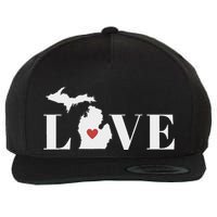 I Love Michigan Wool Snapback Cap