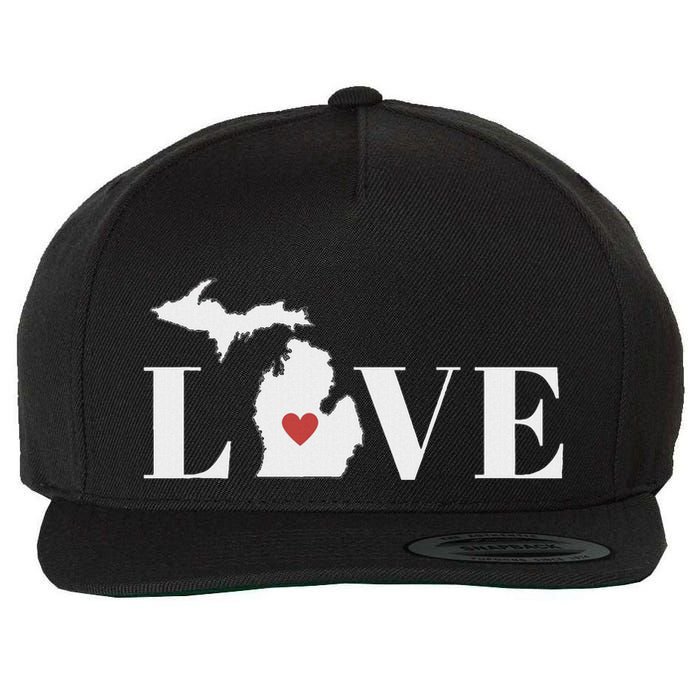 I Love Michigan Wool Snapback Cap