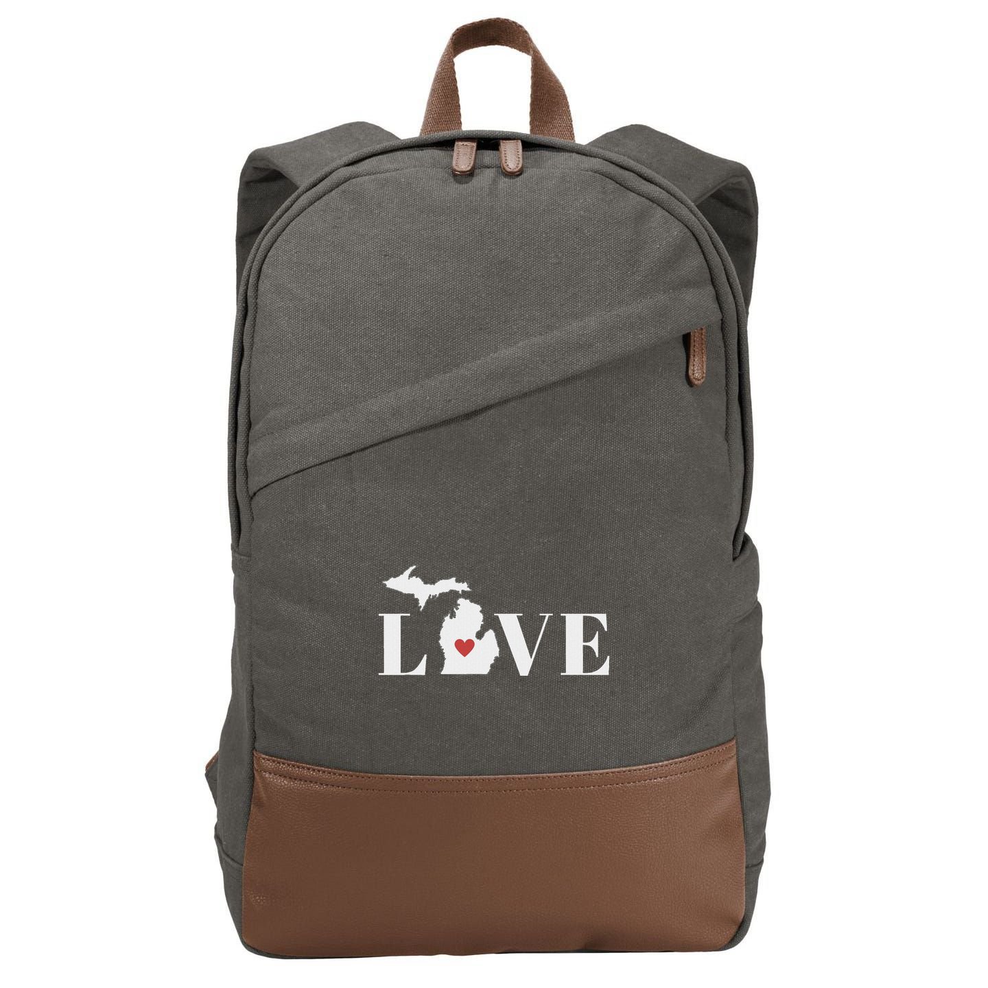 I Love Michigan Cotton Canvas Backpack