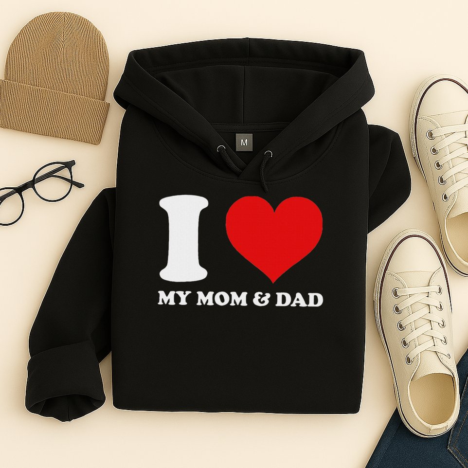 I Love My Mom And Dad I Heart My Mom And Dad Hoodie