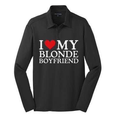 I Love My Blonde Boyfriend I Heart My Blonde Boyfriend Silk Touch Performance Long Sleeve Polo