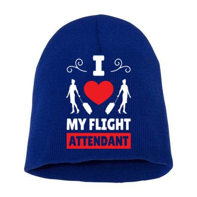 I Love My Flight Attendant Stewardess Crew Pilot Colleague Gift Short Acrylic Beanie