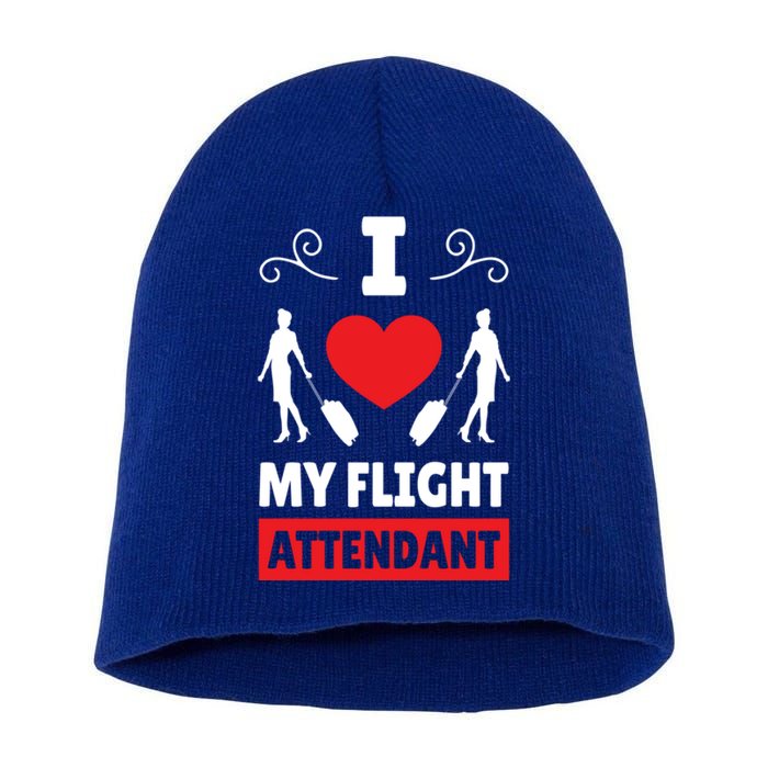 I Love My Flight Attendant Stewardess Crew Pilot Colleague Gift Short Acrylic Beanie