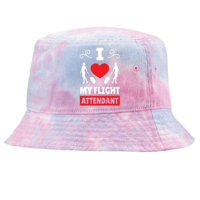 I Love My Flight Attendant Stewardess Crew Pilot Colleague Gift Tie-Dyed Bucket Hat