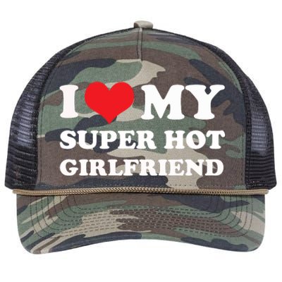 I Love My Super Hot Girlfriend I Heart My Girlfriend Retro Rope Trucker Hat Cap