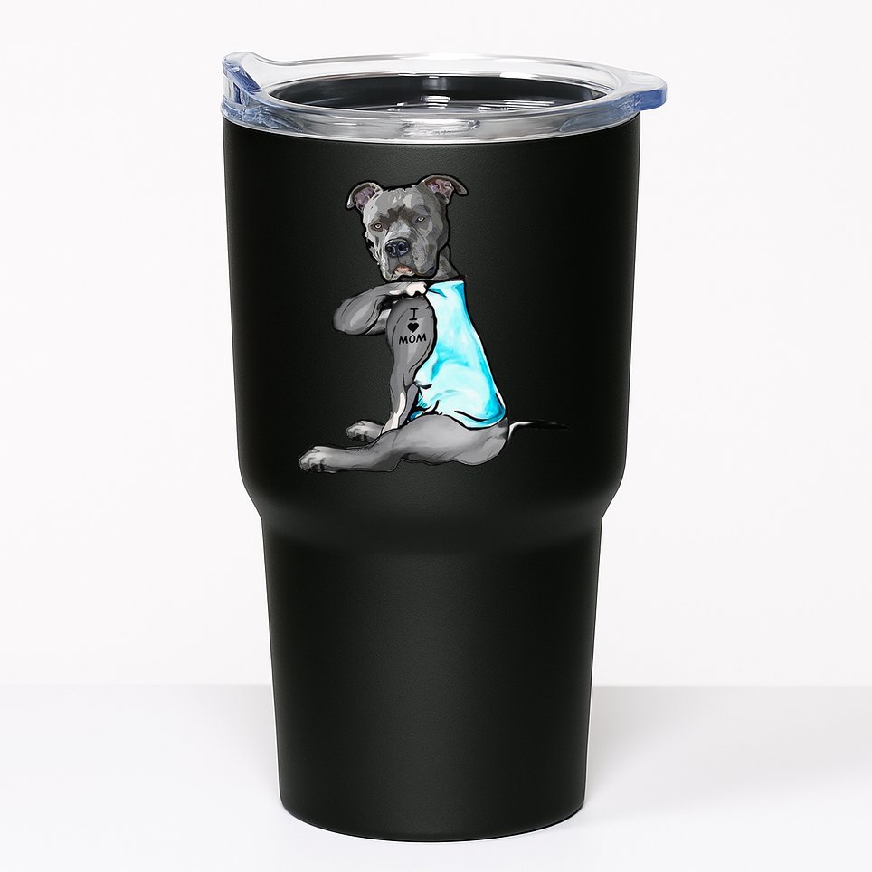 I Love Mom Tattoo Pitbull Dog Lover Women Gift Pitbull Mom Tumbler