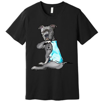 I Love Mom Tattoo Pitbull Dog Lover Women Gift Pitbull Mom Premium T-Shirt