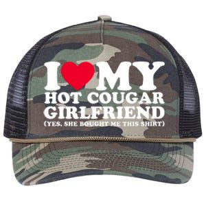 I Love My Hot Cougar Girlfriend GF She Bought Me This Shirt Retro Rope Trucker Hat Cap