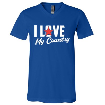 I Love My Country Awesome Freedom 4th Of July Bbq Party Gift V-Neck T-Shirt