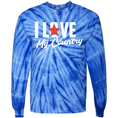 I Love My Country Awesome Freedom 4th Of July Bbq Party Gift Tie-Dye Long Sleeve Shirt