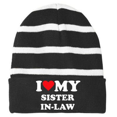 I Love My Sister In Law Striped Beanie with Solid Band